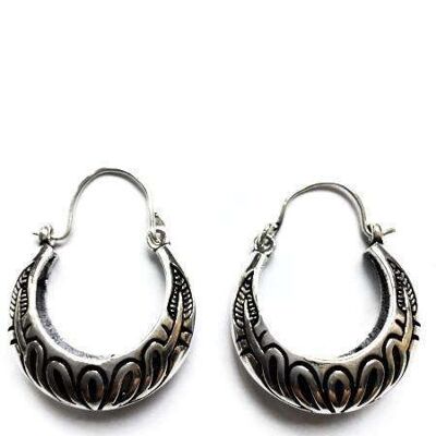 Patterned Hoops - Silver
