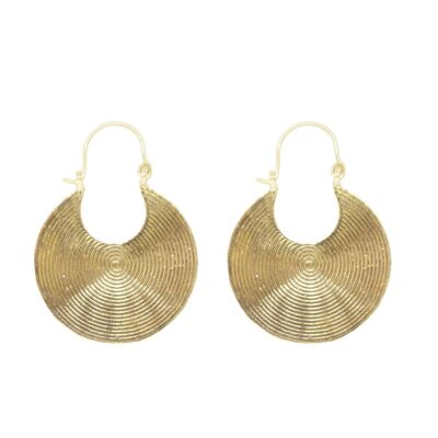 Round Earrings with Spiral Design - Gold