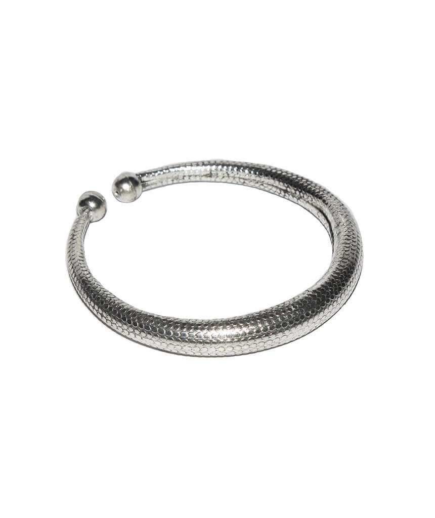 Klassisches Schlangenleder-Armband - Silber