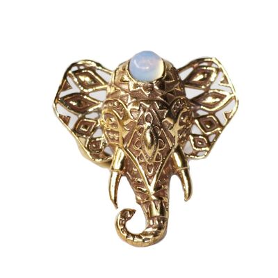 Elephant Head Ring - Gold with Stone
