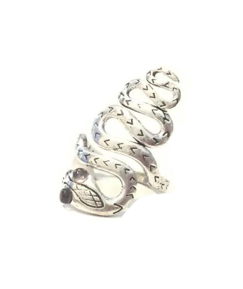 Adjustable Snake Ring - Silver & Grey