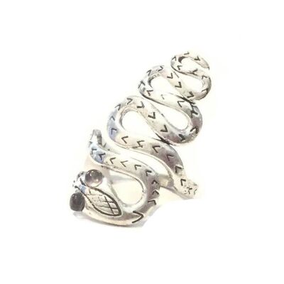 Bague Serpent Ajustable - Argent & Gris