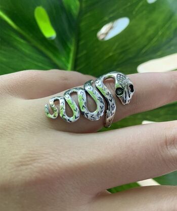 Bague Serpent Ajustable - Argent & Turquoise 10