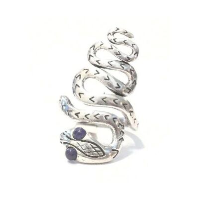 Adjustable Snake Ring - Silver & Blue