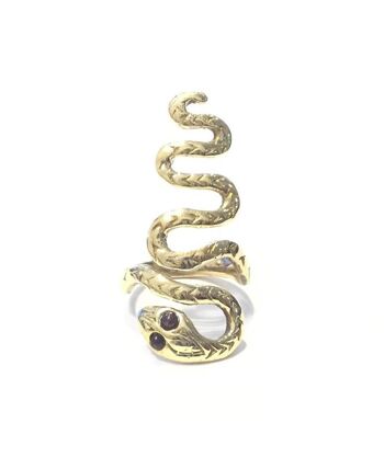 Bague Serpent Ajustable - Argent & Bleu 3