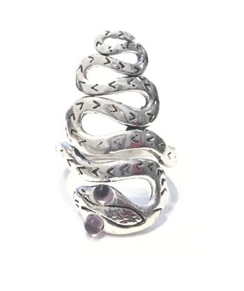 Bague Serpent Ajustable - Argent & Bleu 9