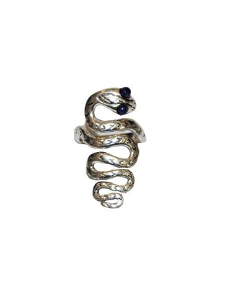 Bague Serpent Ajustable - Argent & Marron 2