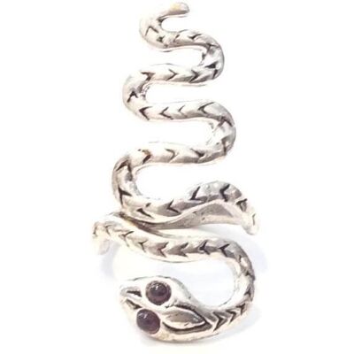 Anello serpente regolabile - argento e viola