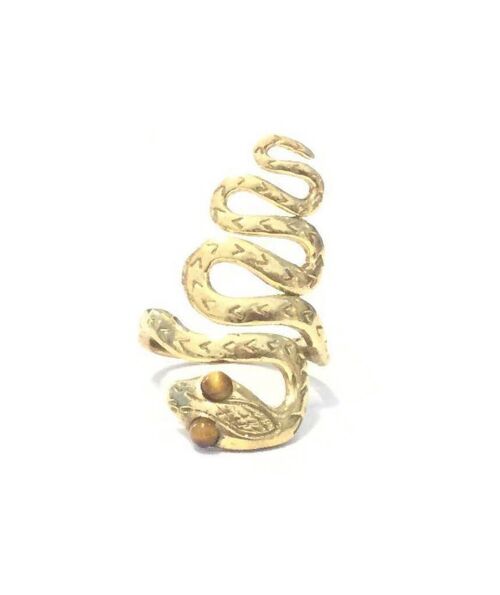 Adjustable Snake Ring - Gold & Brown