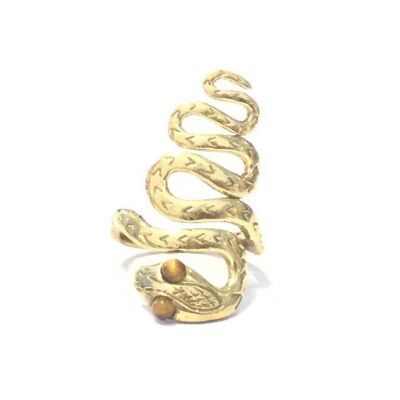 Anello serpente regolabile - oro e marrone