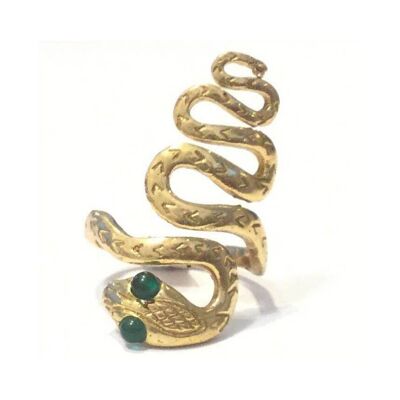 Anello serpente regolabile - oro e verde