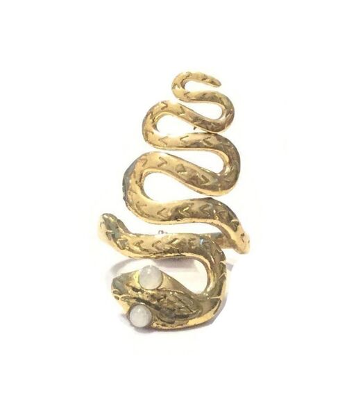 Adjustable Snake Ring - Gold & White