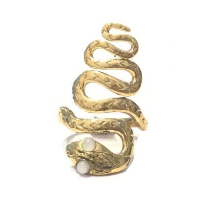 Anello serpente regolabile - oro e bianco