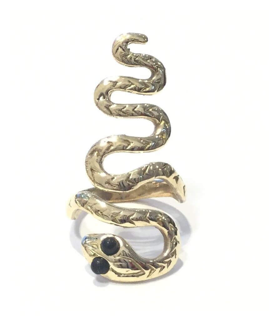 Anello serpente regolabile - oro e nero