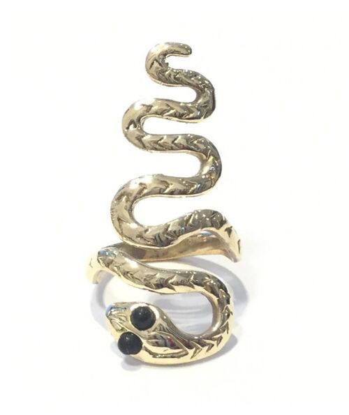 Adjustable Snake Ring - Gold & Black