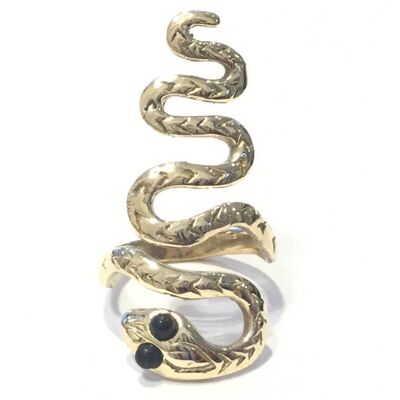 Anello serpente regolabile - oro e nero