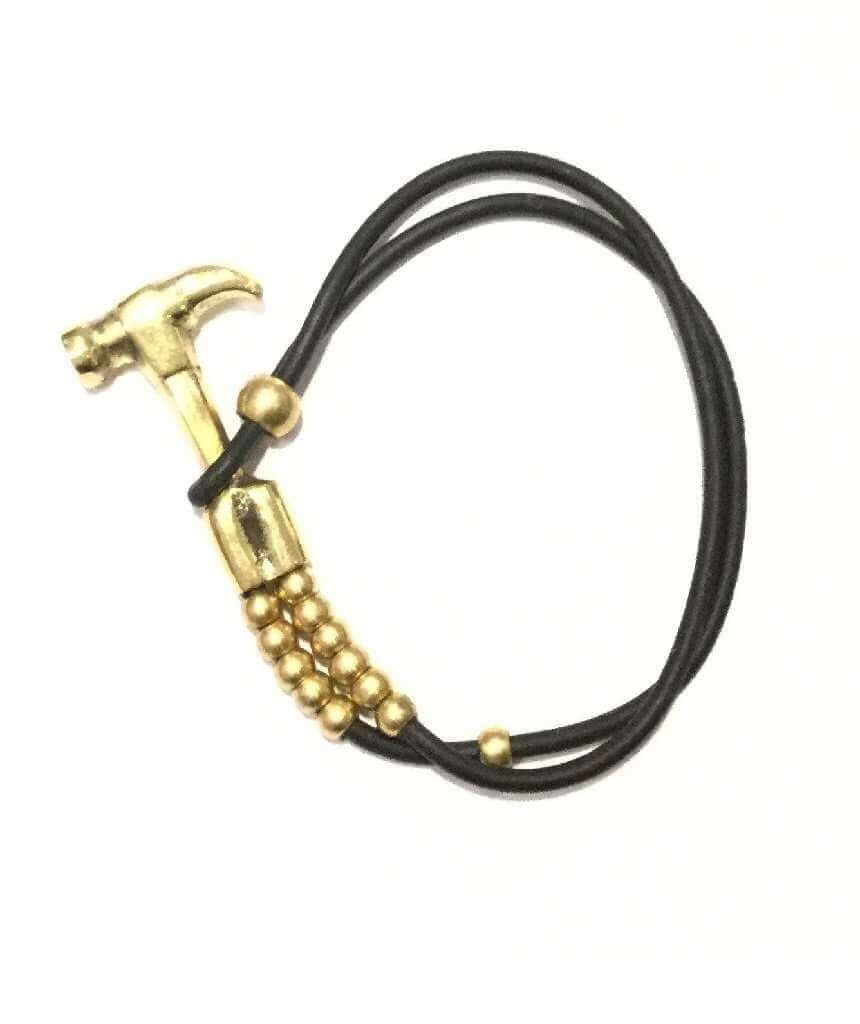 Bracciale in pelle con ancora in oro - Martello