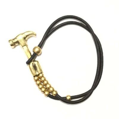 Gold Anchor Leather Bracelet - Hammer