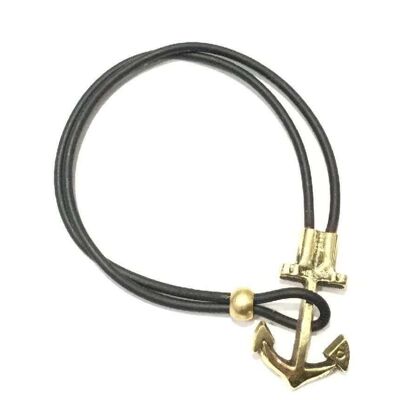 Bracciale in pelle con ancora d'oro - Ancora