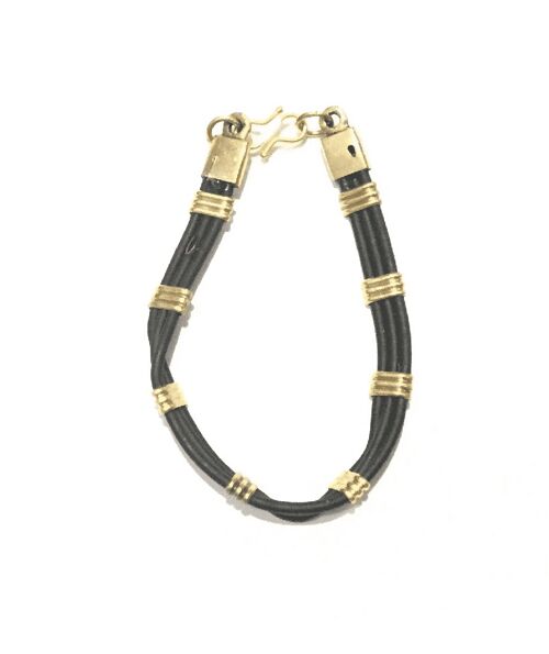 Leather Bracelet with Accents - Gold