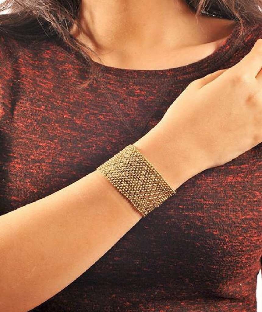 Bracciale in cotta di maglia d'oro - Grande - Un bottone automatico