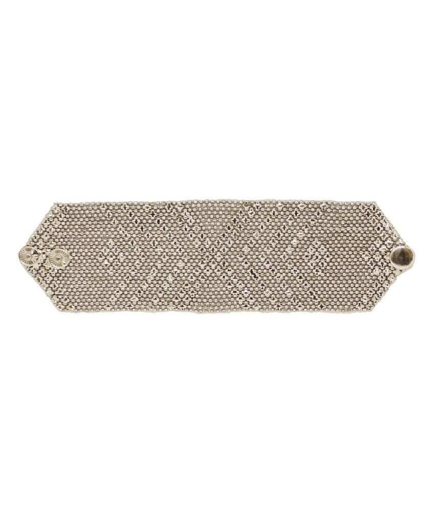 Bracciale in cotta di maglia d'argento - Grande - un bottone automatico