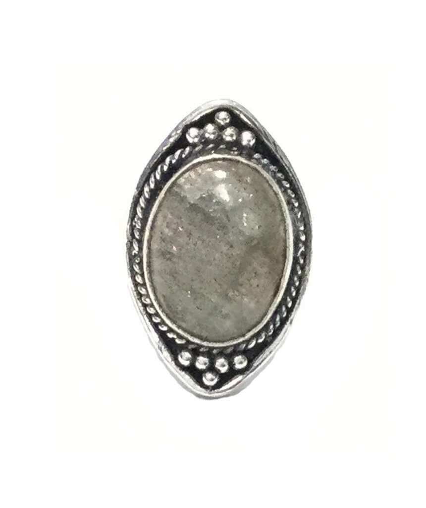 Boho Ring mit Stein - Silber & Grau