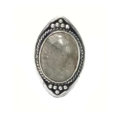 Boho Ring with Stone - Silver & Grey