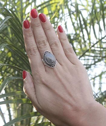 Bague Boho avec Pierre - Argent & Bleu 5