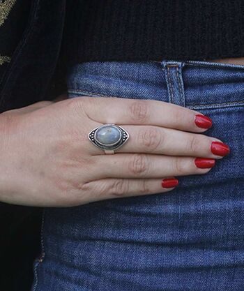 Bague Boho avec Pierre - Argent & Bleu 6