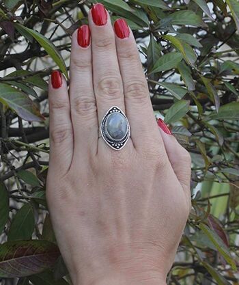 Bague Boho avec Pierre - Argent & Bleu 7