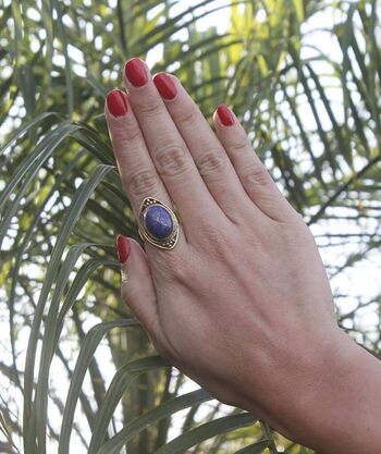 Bague Boho avec Pierre - Argent & Bleu 9