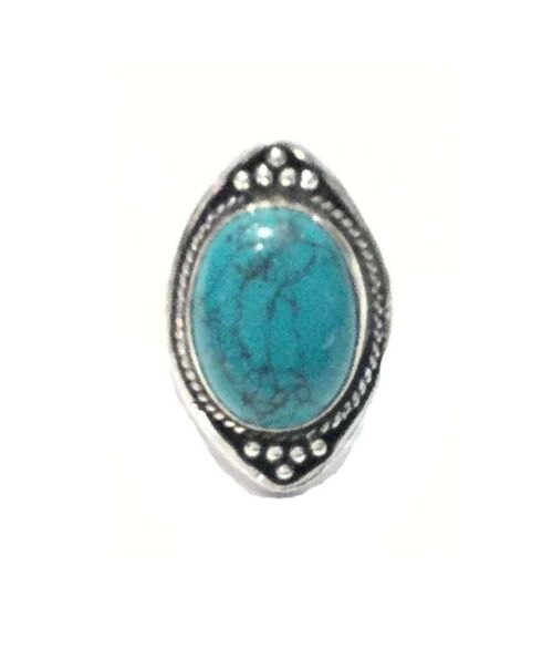 Boho Ring with Stone - Silver & Turquoise
