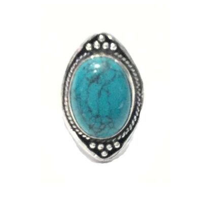 Boho Ring with Stone - Silver & Turquoise