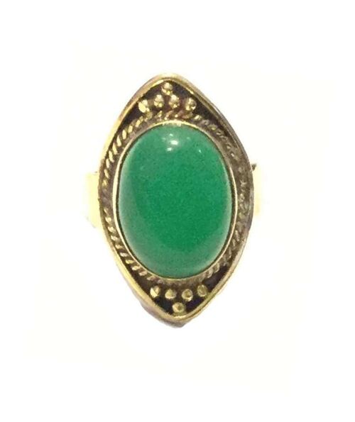 Boho Ring with Stone - Gold & Green