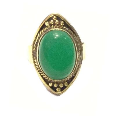 Boho Ring with Stone - Gold & Green