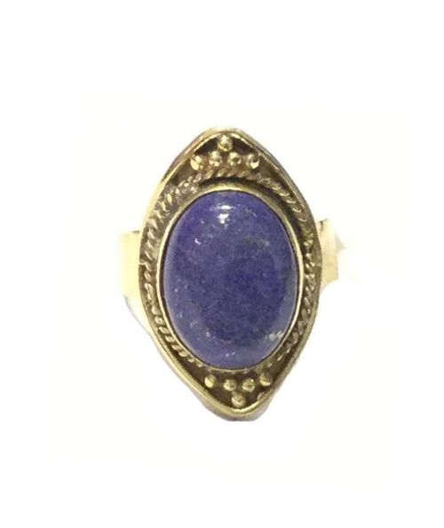 Boho Ring with Stone - Gold & Blue