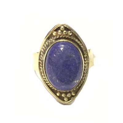 Boho Ring with Stone - Gold & Blue