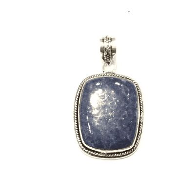 Pendentif Pierre Argent - Bleu Foncé