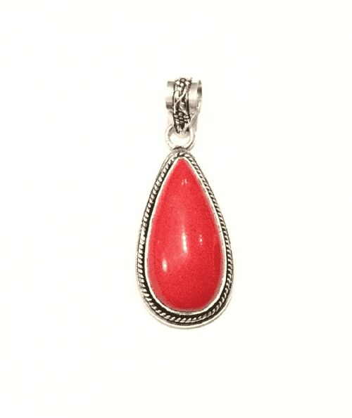 Silver Stone Pendant - Red