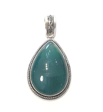 Pendentif Pierre Argent - Vert 1