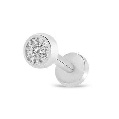 Surgical Steel Tragus Piercing with Gems - Silver Circle