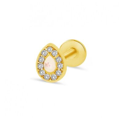 Surgical Steel Tragus Piercing with Gems - Gold Tear