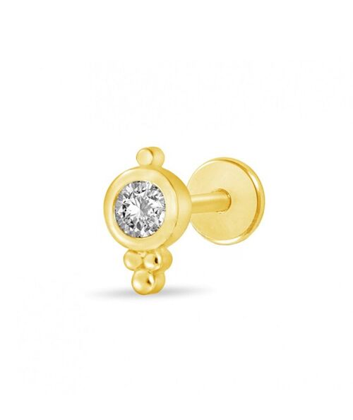 Surgical Steel Tragus Piercing with Gems - Gold Indian Style