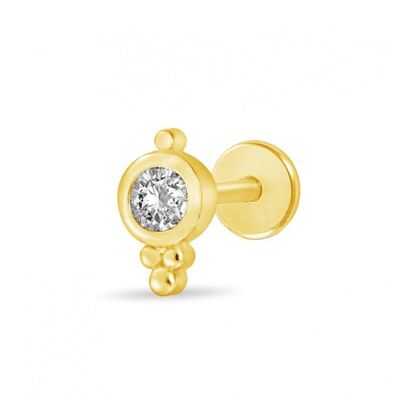 Surgical Steel Tragus Piercing with Gems - Gold Indian Style