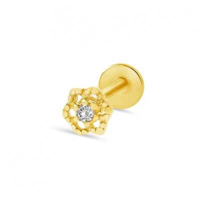 Surgical Steel Tragus Piercing with Gems - Gold Small Flower
