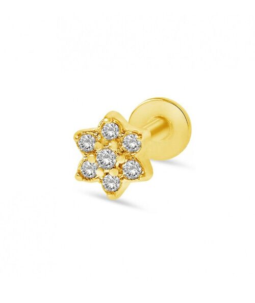 Surgical Steel Tragus Piercing with Gems - Gold Big Flower