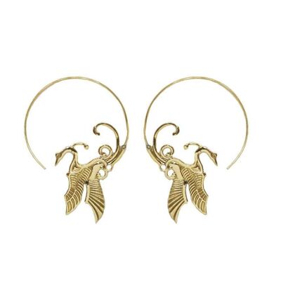 Statement-Ohrringe Schwan mit Flügeln – Gold