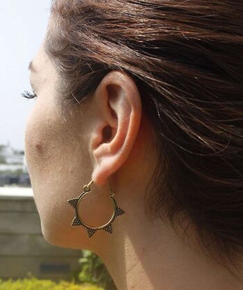 Boucles d'Oreilles Spiked Sun Hoop - Argent Moyen 4