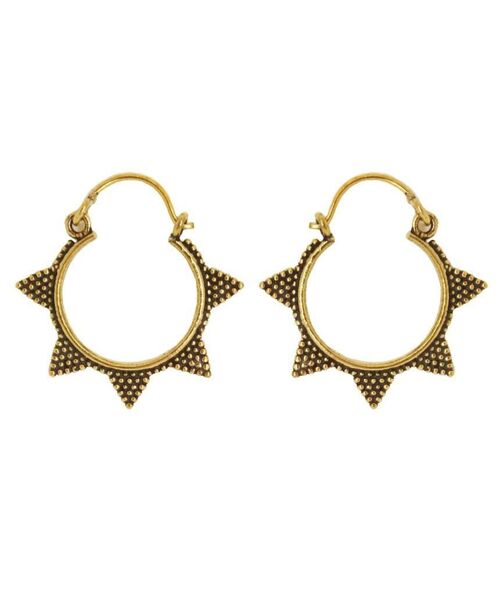 Spiked Sun Hoop Earrings - Gold Small